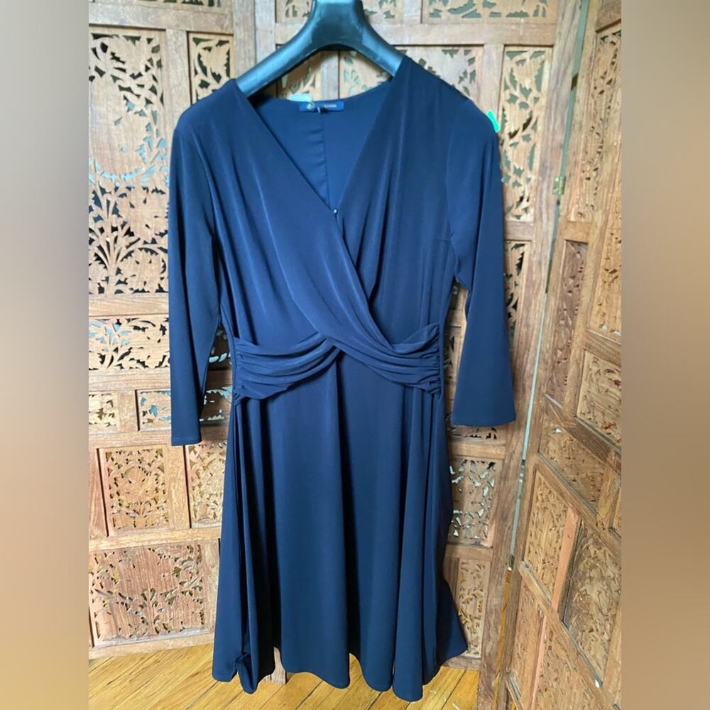 NWT Brooks Brothers black sheath body slimming dress 3/4 sleeve size L Large